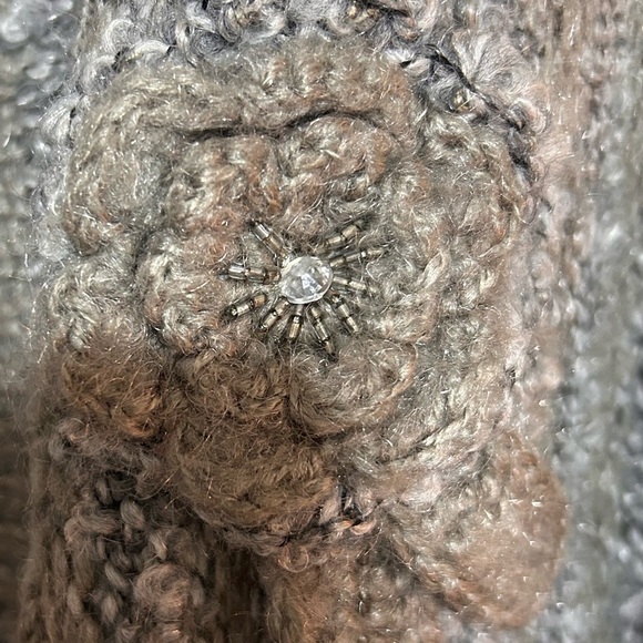 Moffi International -lg-Elegant Gray Women's Cardigan 5% Mohair- very long - Picture 3 of 9